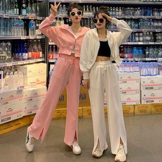 Zip-up Hooded Jacket / Wide-leg Pants
