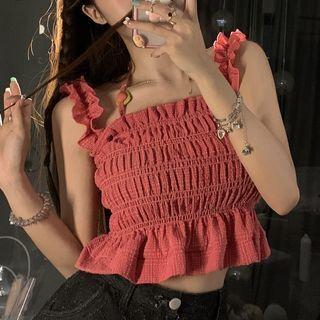 Ruffle Trim Camisole Top Raspberry Pink - One Size