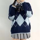 Argyle Sweater / Shirt / Pleated Skirt