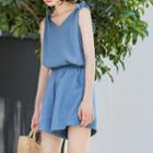 Set: Shoulder-tie Tank Top + Shorts As Shown In Figure - One Size