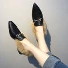 Fur-trim Pointed Toe Flats