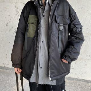 Couple Matching Stand Collar Zip Cargo Jacket