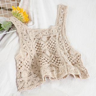 Knit Crop Tank Top Almond - One Size