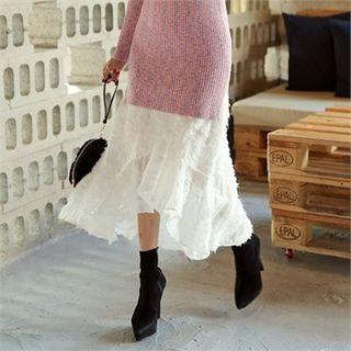 Textured Long Lace Skirt