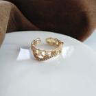 Rhinestone Alloy Chain Open Ring 1 Piece - Ring - Gold - One Size
