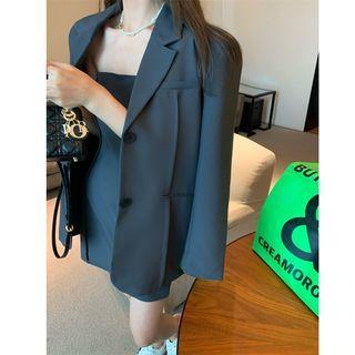 Plain Loose-fit Blazer / Slim-fit Tube Dress