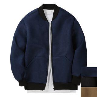 Couple Zip-up Faux-suede Jacket