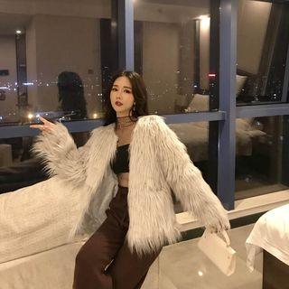 Faux Fur Open Front Jacket