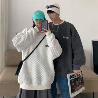 Couple Matching Quilted Lettering Sweatshirt