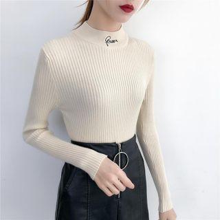 Letter Embroidered Knit Top