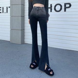 Mid-rise Slit Flare Jeans