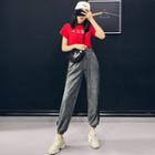 Cutout-side Glitter Sweatpants