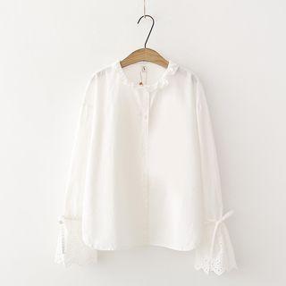 Eyelet Lace Cuff Long-sleeve Shirt