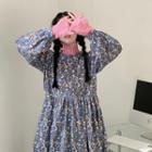 Long-sleeve Print Loose-fit Dress