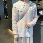 Lace Collar Long-sleeve Blouse / Plain Sweater