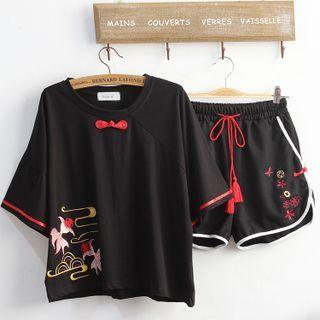 Short-sleeve Embroidered T-shirt / Shorts / Set