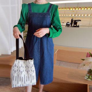 Slit-front Denim Jumper Dress