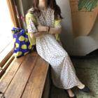 Short-sleeve Polka Dot A-line Midi Dress
