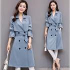 Double-breasted Elbow-sleeve Coatdress