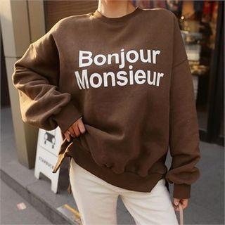 French Letter-printed Oversized Sweatshirt