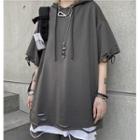 Couple Matching Elbow-sleeve Hoodie / Tank Top / Wide-leg Shorts / Set