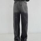 Gradient Color Splash Wide-leg Jeans