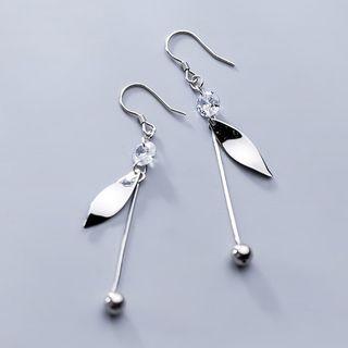 925 Sterling Silver Leaf Fringed Earring 1 Pair - Silver - One Size