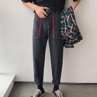Contrast Panel Slim Fit Jeans