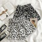 Floral High-waist Lace-up Wide-leg Shorts