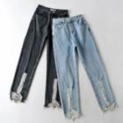 Distresses Straight Leg Jeans
