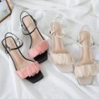 Ankle Strap Chunky-heel Mesh Sandals