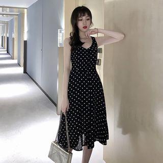 Polka Dot Sleeveless A-line Chiffon Dress