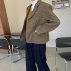 3-button Short Plaid Blazer