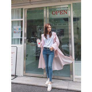 Drawcord Hooded Longline Shirt
