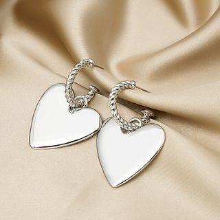 Heart Alloy Dangle Earring E1662-3 - 1 Pair - Silver - One Size