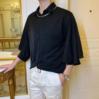 Flare-sleeve Plain Shirt