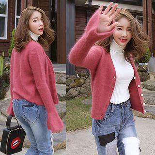 Bell-sleeve Wool Blend Cardigan