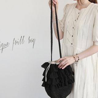 Frill-tiered Drawstring Bucket Bag