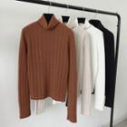 Ribbed Mock-neck Long-sleeve Top