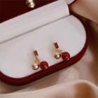 Bead Alloy Dangle Earring 1 Pair - Gold & Red - One Size