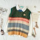 Embroidered Patterned Knit Vest