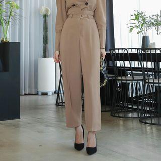 Office Look Belted Wide Pants
