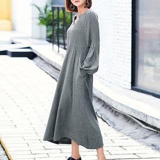 Long-sleeve Midi A-line Knit Dress
