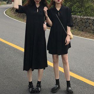 Short-sleeve Midi Dress / A-line Dress