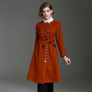 Bow Long-sleeve Knit Coat