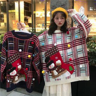 Pompom Christmas Applique Oversized Sweater