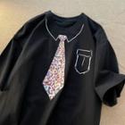 Short-sleeve Necktie Print T-shirt