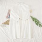 Long Sleeve Plain Shirtdress White - One Size