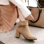 Chunky Heel Bow-accent Zip Short Boots