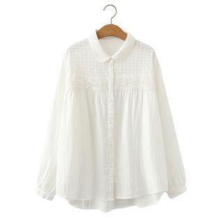 Perforated Panel Shirt White - One Size